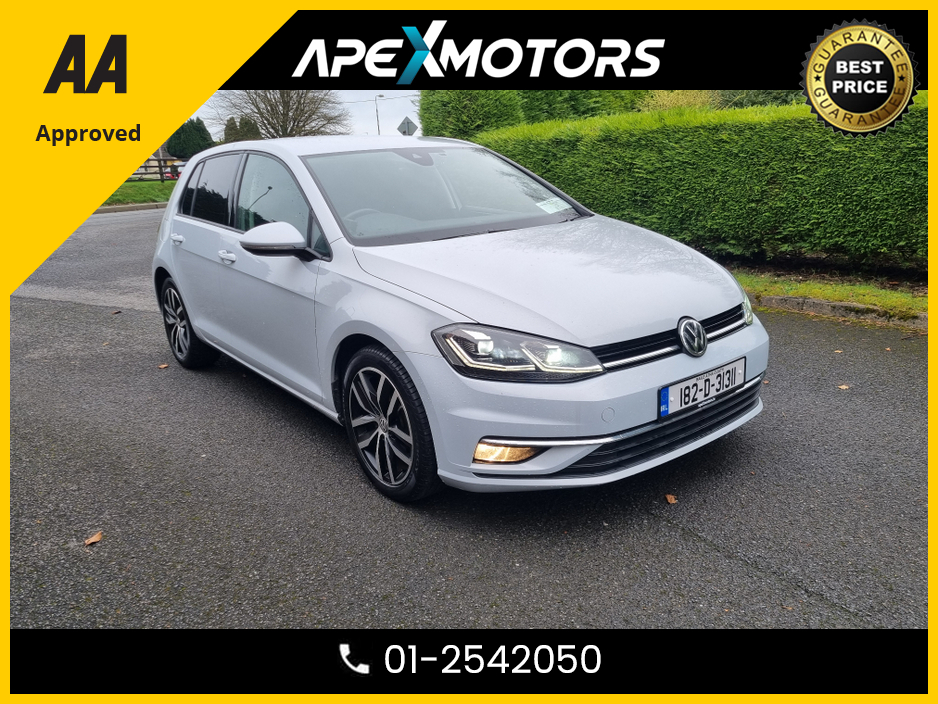2018 Volkswagen Golf FINANCE ARRANGED * BEAUTIFUL PEARL WHITE ( NEW COLOUR)  * 1.4 HIGHLINE  * AUTOMATIC * AA APPROVED  * 101 SAFETY CHECKLIST * 12-MONTH ROADSIDE ASSIST  * IMMACULATE * TOP-SPEC * LOW LOW KMs * ADAPTIVE C €19,949