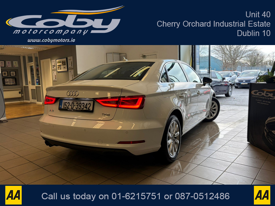 2015 Audi A3 1.4 Petrol Auto Saloon 4DR. New NCT done before collection, Reverse Camera, Dual Climate Control, MFSW, Cruise Control, Sat Nav, Handsfree, Parking Sensors, Paddle Shift and more. €13,750
