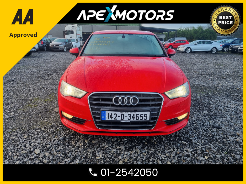 2014 Audi A3 FINANCE ARRANGED * AUTOMATIC (DSG) * NEW NCT DEC-26 * 4-DR SALOON * LOW LOW KMs * AA APPROVED * 101 SAFETY CHECKLIST * 12-MONTH ROADSIDE ASSIST * IMMACULATE * ADAPTIVE CRUISE * LOW TAX * 01-2542050 €12,949