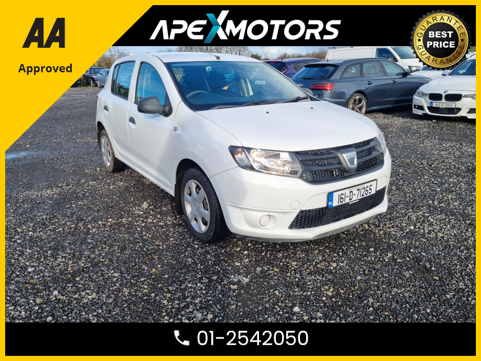 2016 Dacia Sandero FINANCE ARRANGED * 1.2 AMBIANCE MODEL * NEW NCT JAN-27 * LOW TAX * RELIABLE CAR  * IMMACULATE * AA APPROVED * 101 SAFETY CHECKLIST * 12-MONTH ROADSIDE ASSIST * ONE VERY CAREFUL OWNER FROM NEW * CARTEL €6,449
