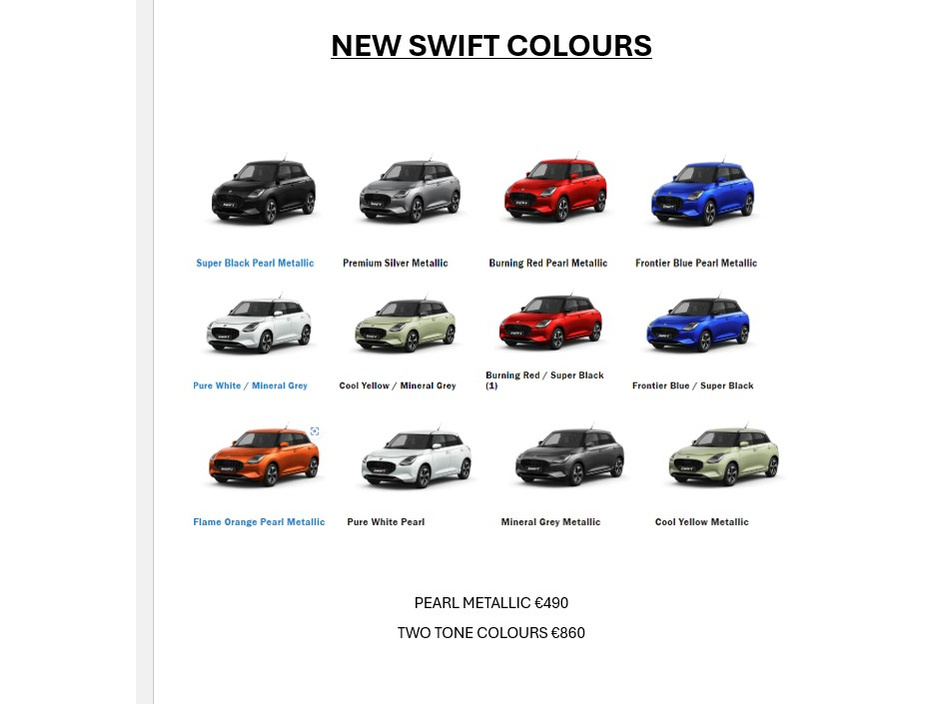 2026 Suzuki Swift NEW SWIFT HYBRID 0% Finance Available HP or PCP over 36 Months T&C €23,940