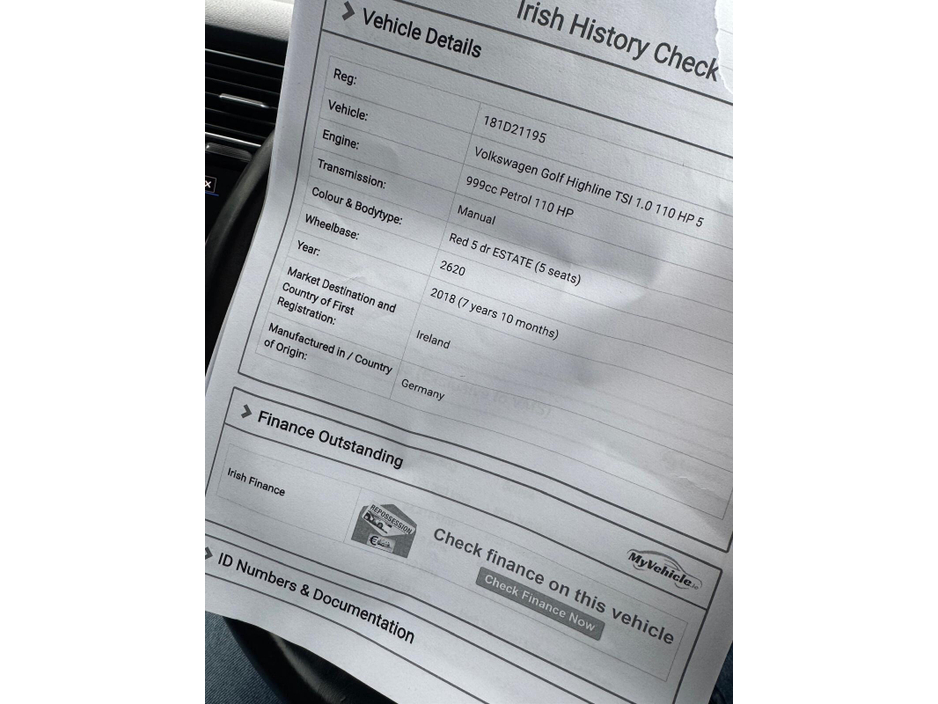 2018 Volkswagen Golf 1.0 TSI 3DR 110HP Highline €16,850